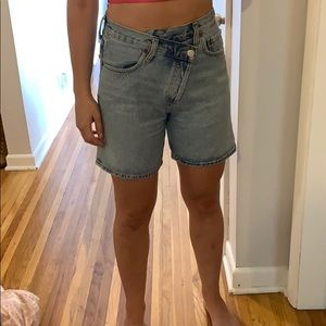 AGOLDE criss cross shorts size 24 in light denim.